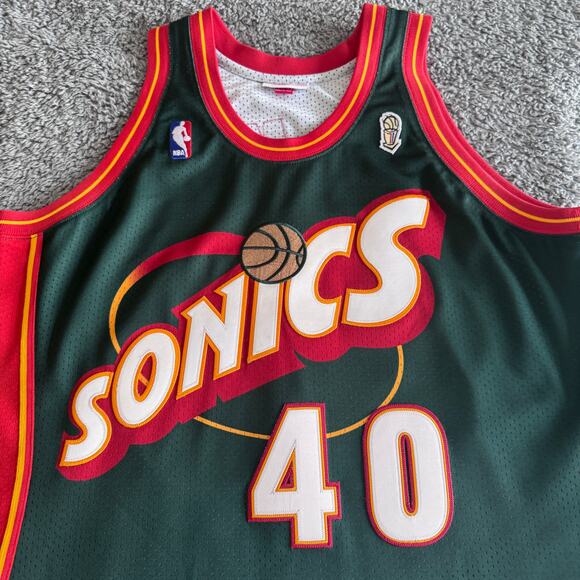 Authentic Mitchell & Ness Shawn Kemp NBA Seattle Supersonics 96 Finals Jersey 44 - Picture 3 of 15